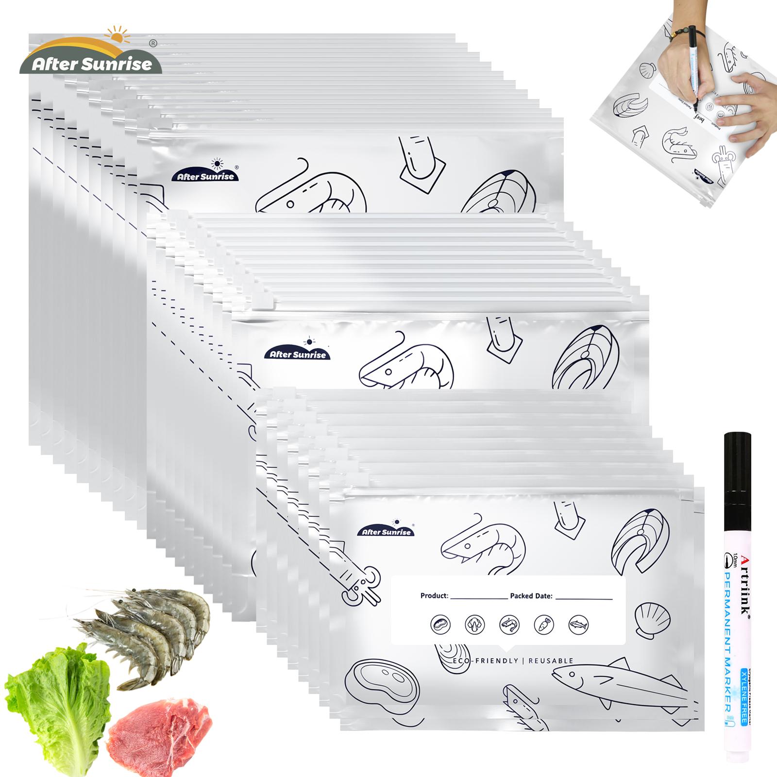 Food Storage Zipper Bags - 【Refrigerated Food】Reusable Aluminum Foil Sealable Storage