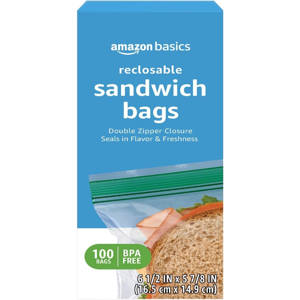 Food Storage Zipper Bags - 100 Count Clear Reusable Double Zipper