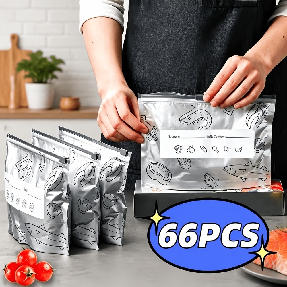66Pcs Aluminum Foil Food Stora - đánh giá và giá Food Storage Zipper Bags