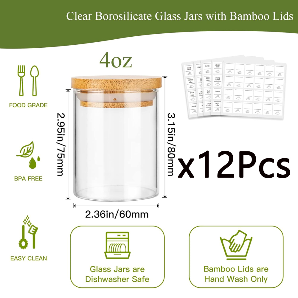 4oz Glass Spice Jars with Bamb - đánh giá và giá Food Storage Unit