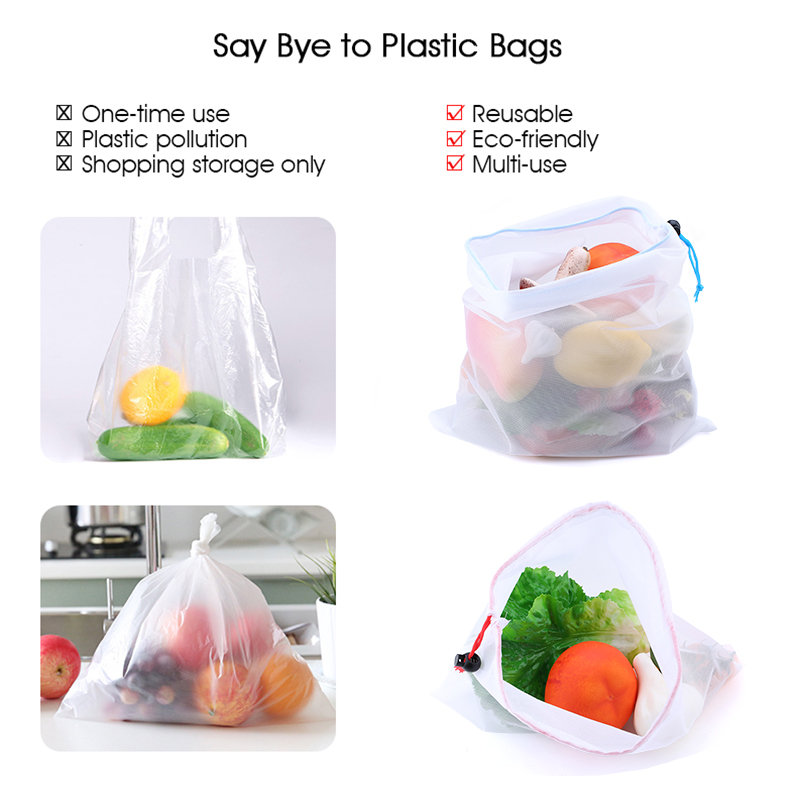 3/9/15pcs Reusable Vegetable F - đánh giá và giá Produce Bag Reusable Mesh