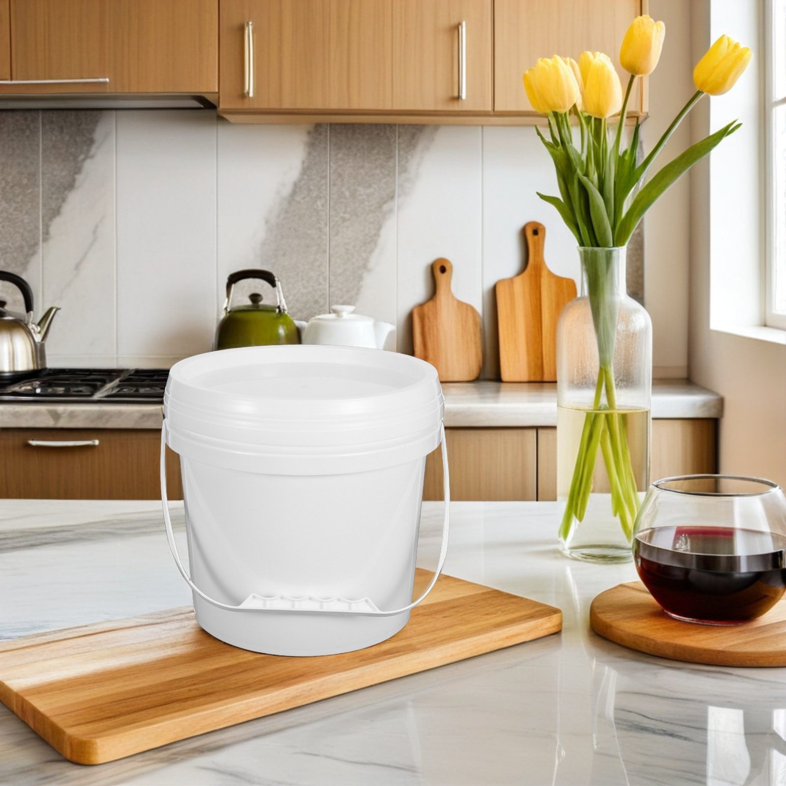 White Large Storage Bucket Foo - đánh giá và giá Food Storage In Pantry