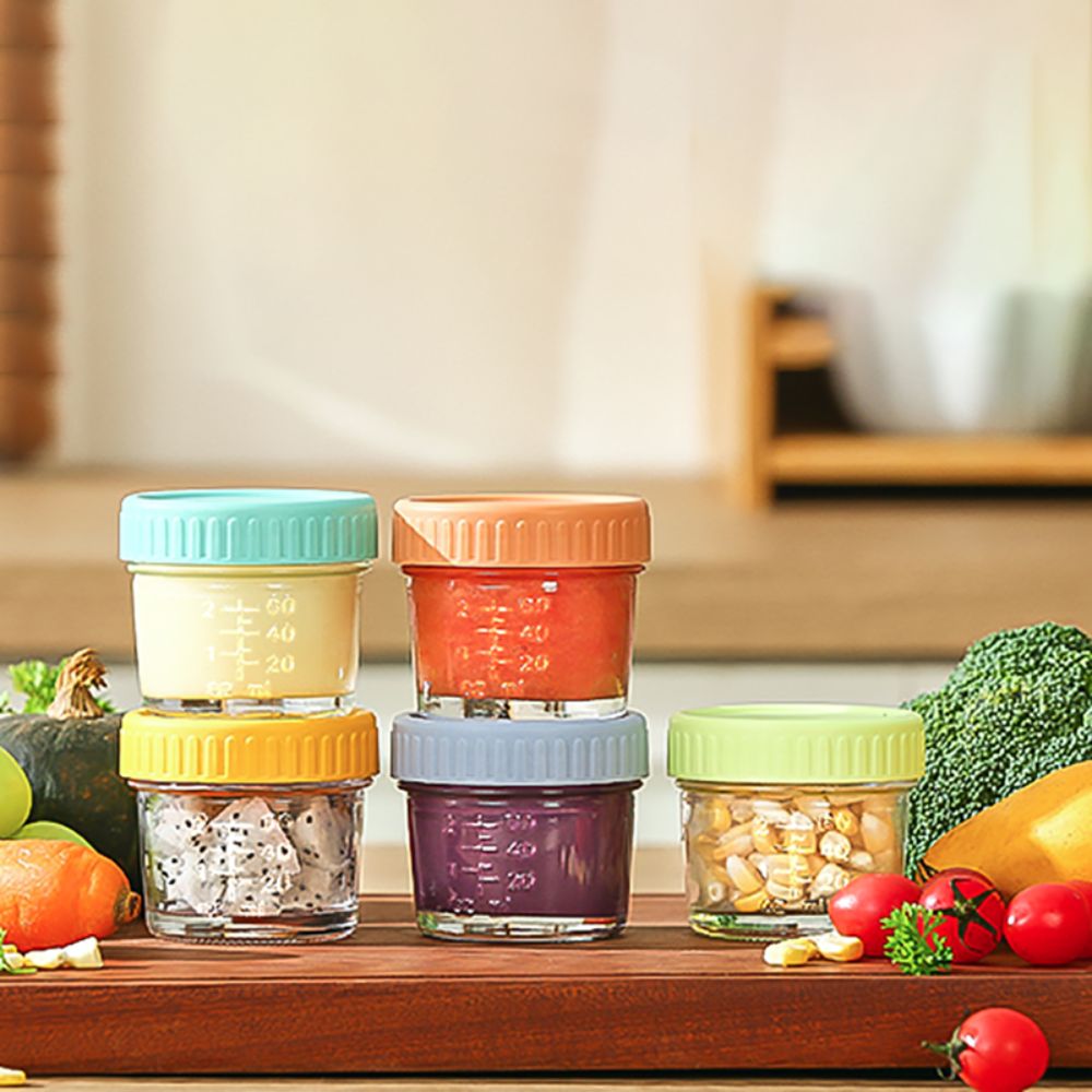 6pcs Glass Baby Food Jar Reusa - đánh giá và giá Food Storage With Glass Lids