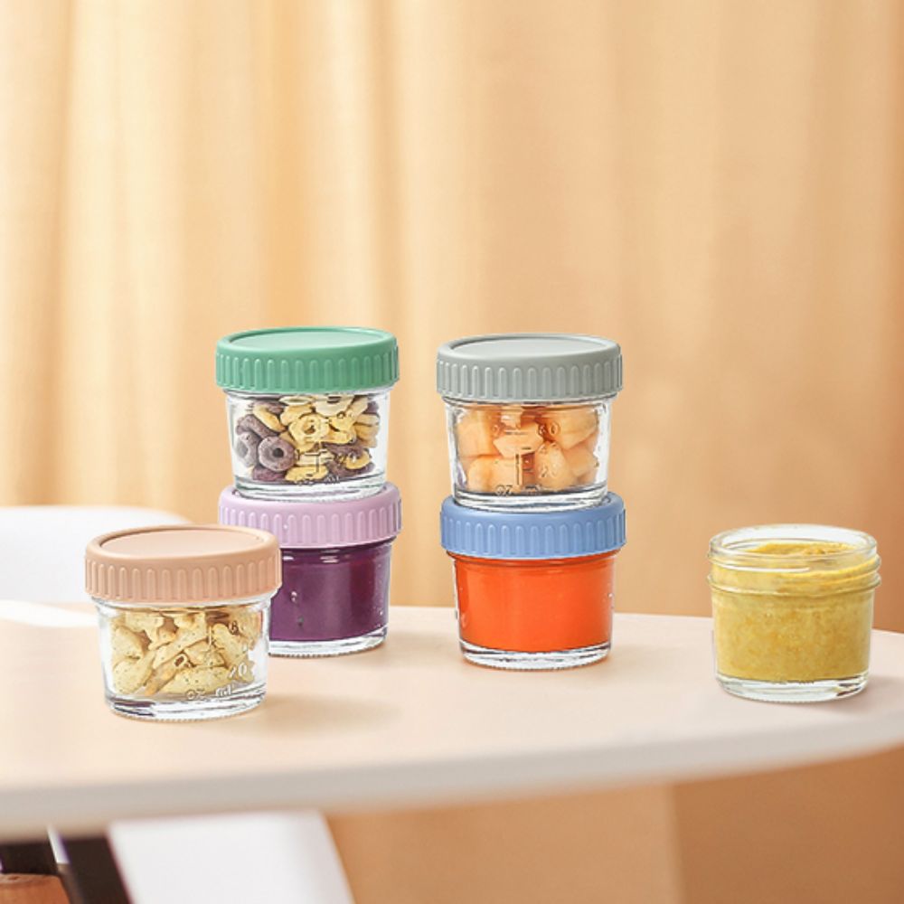 6pcs Glass Baby Food Jar Reusa - đánh giá và giá Food Storage With Glass Lids