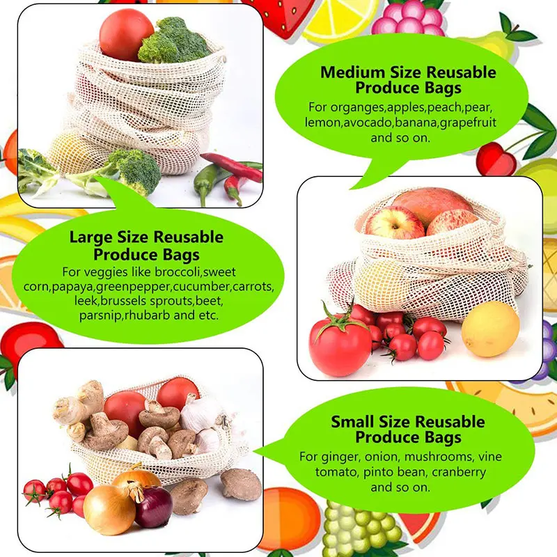 3 6 10 Chiếc Có Thể Tái Sử Dụn - đánh giá và giá Produce Bag Reusable Mesh