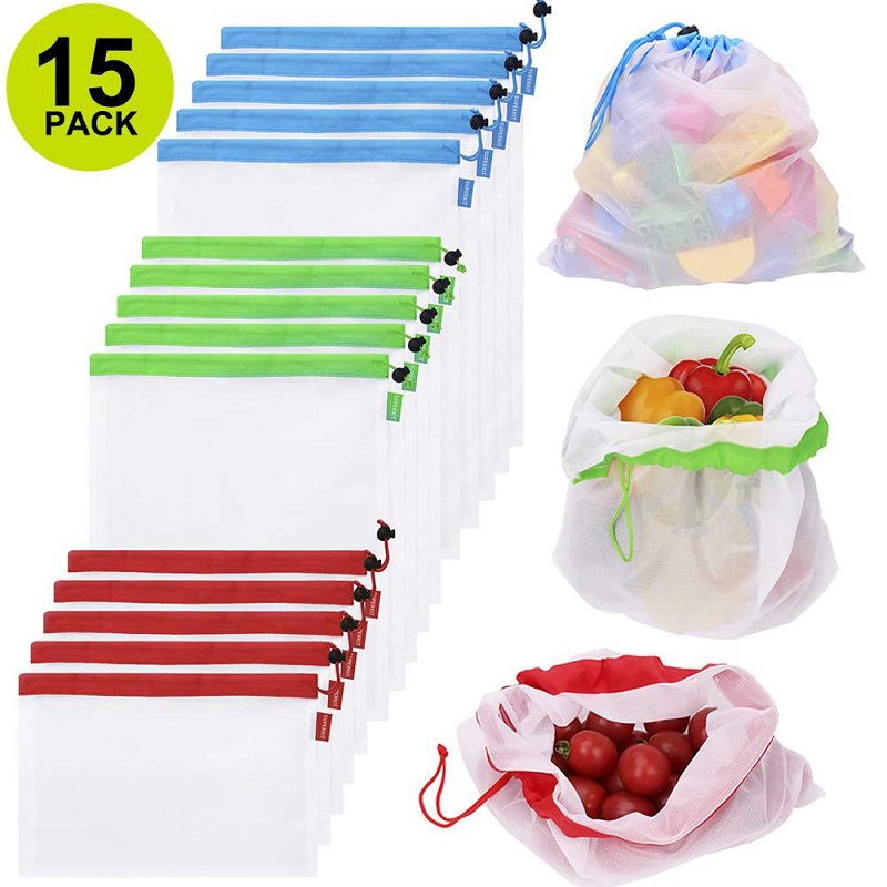 3 Sizes Reusable Mesh Produce  - đánh giá và giá Produce Bag Reusable Mesh