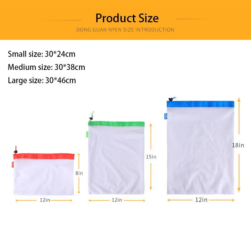 3 Sizes Reusable Mesh Produce  - đánh giá và giá Produce Bag Reusable Mesh