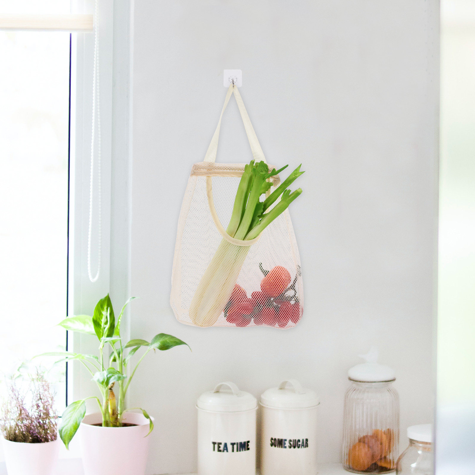 5Pcs Kitchen Hanging Mesh Stor - đánh giá và giá Produce Bag Reusable Mesh