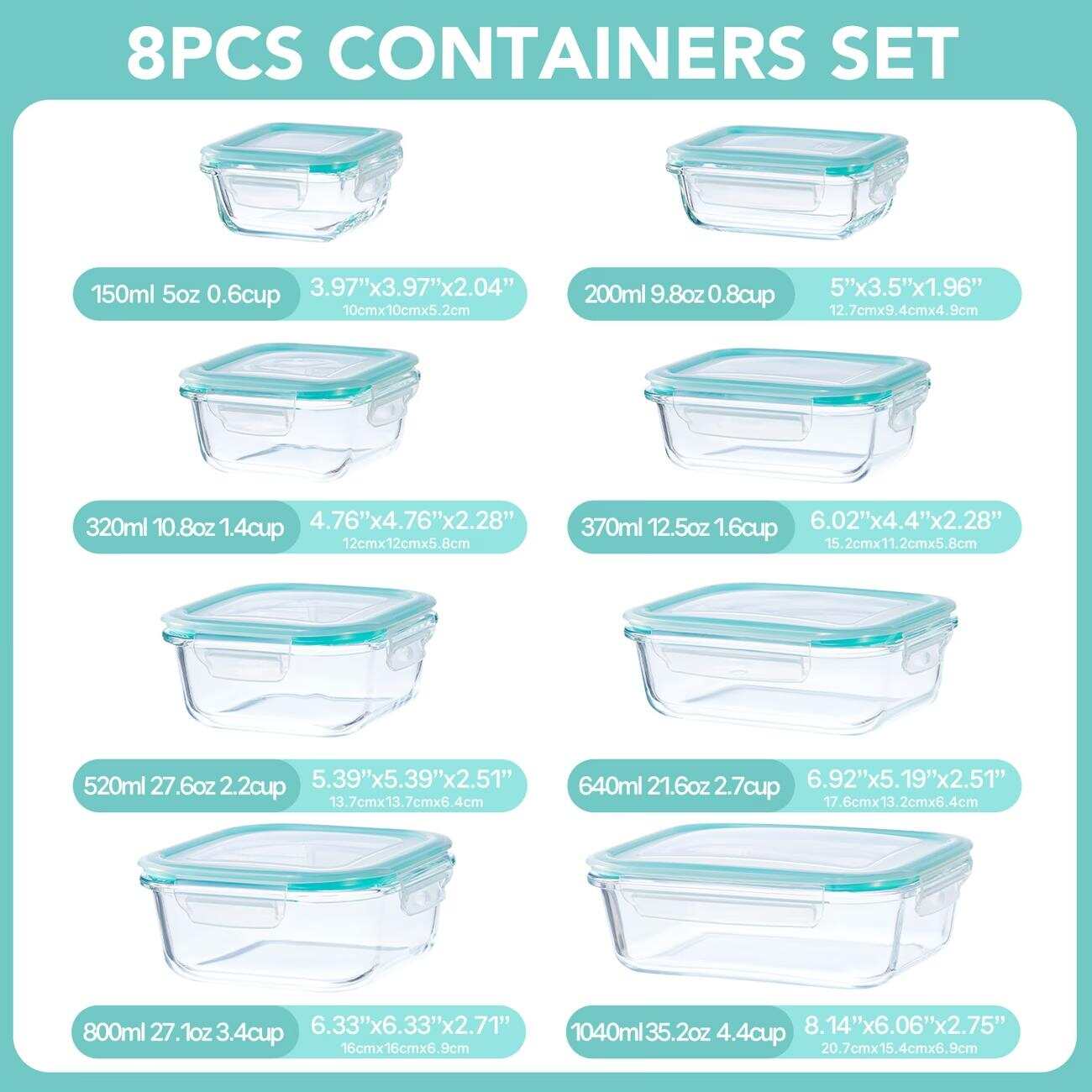 16pcs Sealed Glass Food Storag - đánh giá và giá Food Storage With Glass Lids