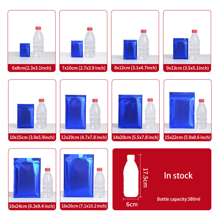 100pcs Matte Blue Foil Zipper  - đánh giá và giá Food Storage Zipper Bags