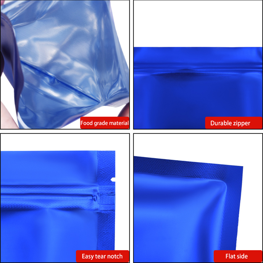 100pcs Matte Blue Foil Zipper  - đánh giá và giá Food Storage Zipper Bags