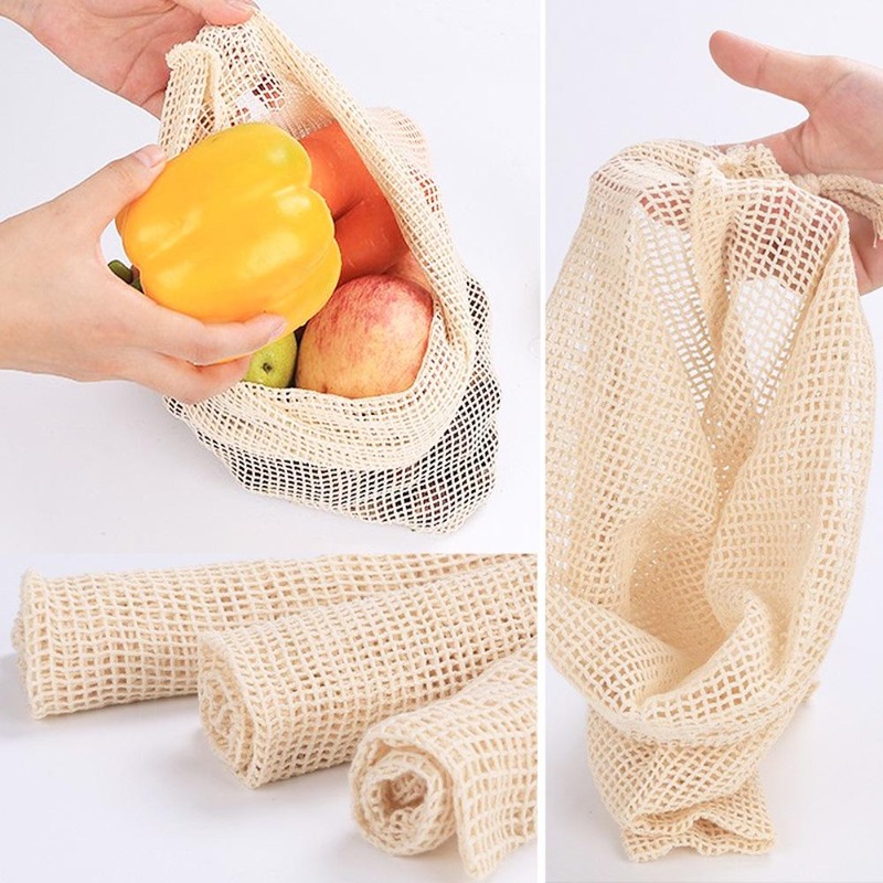 3PCS/LOT Cotton Mesh Vegetable - đánh giá và giá Produce Bag Reusable Mesh