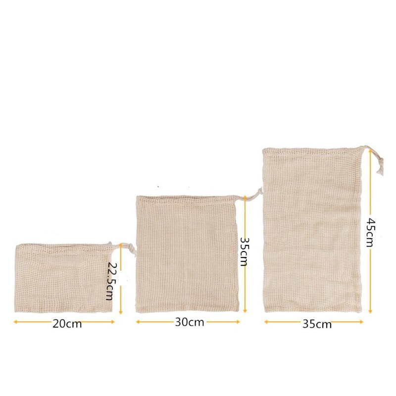 3PCS/LOT Cotton Mesh Vegetable - đánh giá và giá Produce Bag Reusable Mesh