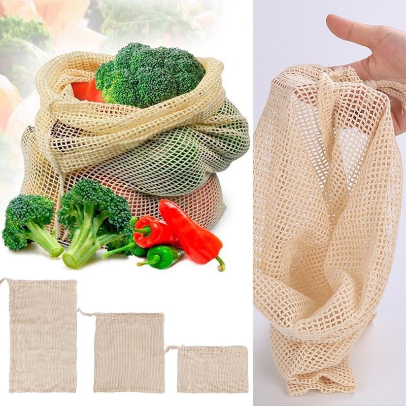 3PCS/LOT Cotton Mesh Vegetable - đánh giá và giá Produce Bag Reusable Mesh