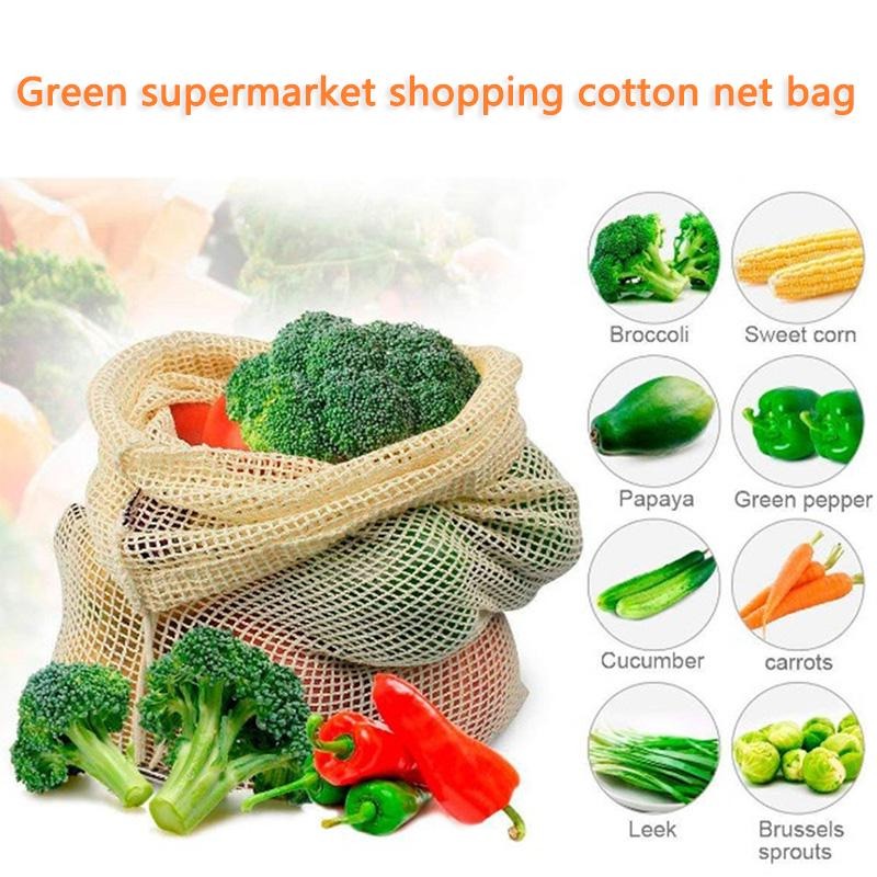 3PCS/LOT Cotton Mesh Vegetable - đánh giá và giá Produce Bag Reusable Mesh